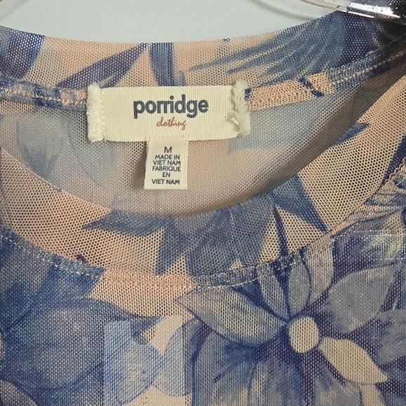 Anthropologie, New, Porridge Mesh Blue Floral Half Sleeve Top, Size Medium - Picture 9 of 12